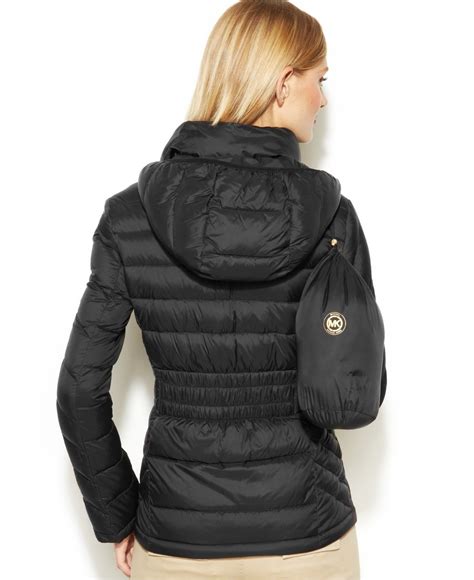 michael kors packable down vest|Michael Kors shiny puffer jacket.